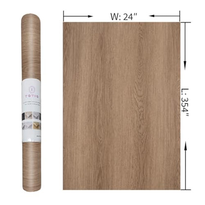 24x354inch Wide Brown Wood Contact Paper Peel and Stick Countertop Oak Walnut Textured Wallpaper Light Wood Grain Vinyl Wrap Air Guide Slot Design Matte Thickened Self-Adhesive Waterproof Wall Sticker - color: Warm Brown, size: 24" x 354"
