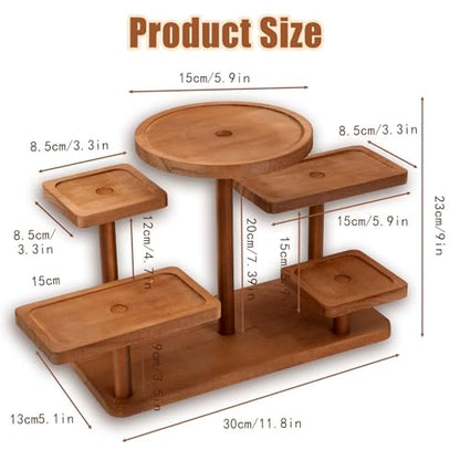 Jewelry Stand, Wooden Tiered Display Rack, Earring Storage Organizer Display Shelves Collectible, Perfume Bracelet Trays for Crafts Sales, Gifts(Brown) - color: Brown