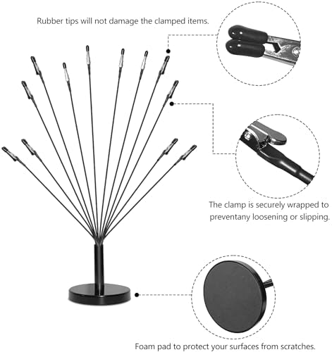 Photo Tree Holder with Metal Base,12 Clips Flexible & Durable Branches Money Trees Gift Card Holder with Clips,Picture Trees to Hold Photos for Christmas Wedding Greeting Birthday Party Gift - color: Black