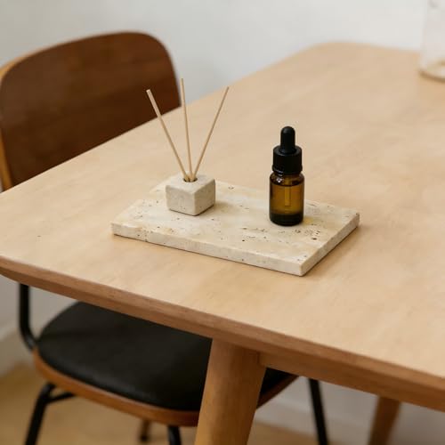Natural Travertine Stone Display Tiles, Decorative Photography Props for Jewelry, Cosmetics, Home Decor, Beige Stone Blocks (10cm*20cm) - size: 10cm*20cm