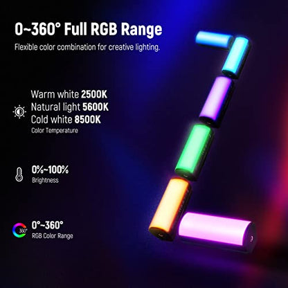 NEEWER Basic Magnetic Handheld Light Wand with Desk Tripod, 360° Full RGB Mini LED Video Tube Light Stick, 2500mAh Battery 2500-8500K Dimmable Lighting for Studio Camera Photography Recording, TL96RGB