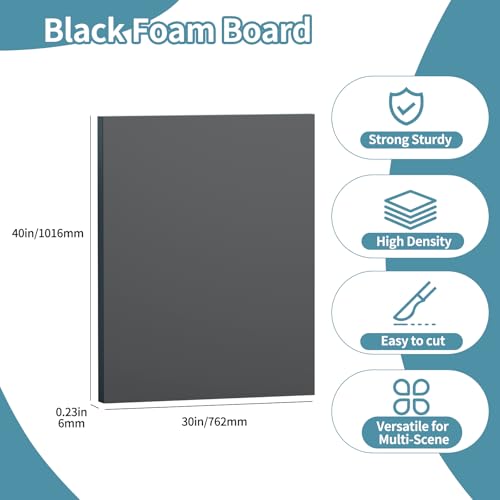 4 Pack Foam Board 30"x40", 0.23 Inch Thickness Black Poster Board, Double-Sided Acid-Free Foam Core Board, Large Lightweight Polystyrene Mat Board for Painting, Display, Craft & School Projects - color: Black, size: 30"x40"