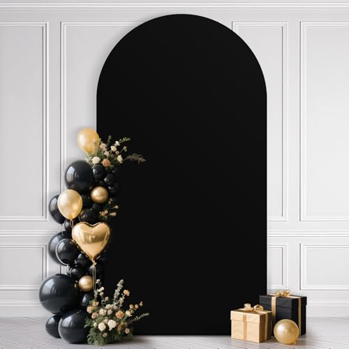 Ledido Wedding Arch Backdrop Cover 6FT Arch Covers Fitted Stretchy Spandex Round Top Stand Backdrop Cover for Wedding Banquet Ceremony Birthday Party Baby Shower Event Decoration,Black - color: Black, size: 6FT