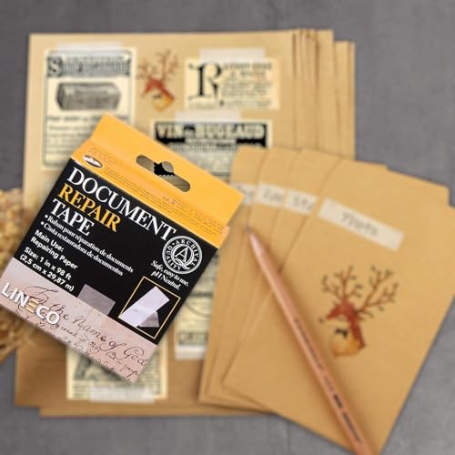 Lineco Archival Document Repair Tape, Repairs Paper Documents, Book Pages, Maps, Ephemera, Photos and Printed Artwork. Ideal for Family Archivist, Acid-Free Translucent Tape 1" x 98', Pack of 2 - size: 1"x98' (2 Pack)