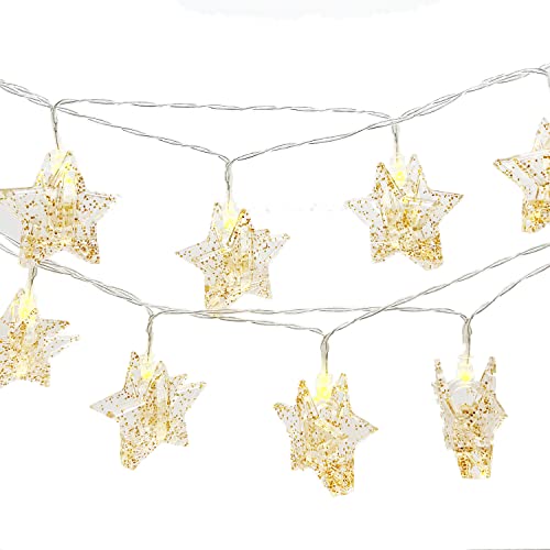 YOLIGHT Stars Photo Clips String Light, 10ft LED Photo Wall Decor Lights with 20 Clips, Battery Operated Star Fairy Lights for Dorm Room Christmas Party Wedding Valentines Day Decoration - style: Shining Star