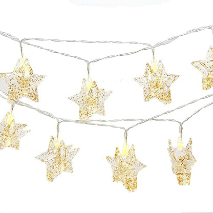 YOLIGHT Stars Photo Clips String Light, 10ft LED Photo Wall Decor Lights with 20 Clips, Battery Operated Star Fairy Lights for Dorm Room Christmas Party Wedding Valentines Day Decoration - style: Shining Star