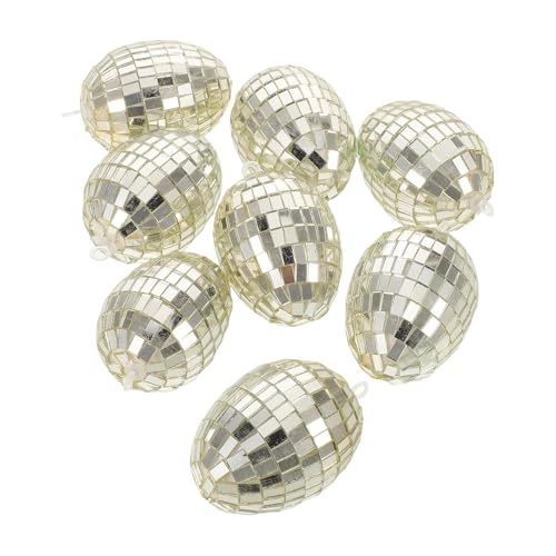 8 Piece Easter Egg Ornament Set Spring Decorations | Decorative Hanging Eggs for Basket Bookshelf Centerpiece Table Styling | Suitable for Home Office Classroom Party Craft Photography Holiday Display - color: Gold
