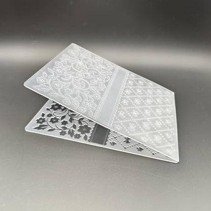 Plastic Embossing Folder 4.72 x 5.9 Inchs Luxury Card Background Paper Crafts Plastic Textured Impressions for Card Making Scrapbooking