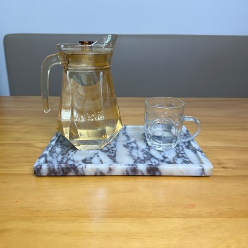 Real Natural Marble Tray Genuine Calcutta Viola Marble Stone Tray for Bathroom/Kitchen Counter (Calacatta Viola, 12" x 8") - color: Calcutta Viola