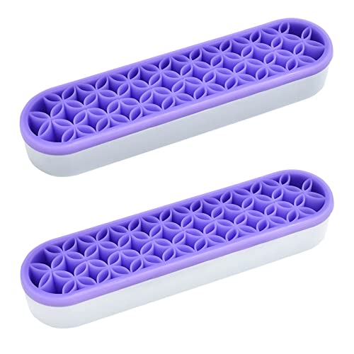 2 PCS Multi-Purpose Cosmetic Storage Box, Desktop Organizers Silicone Make Up Brush Storage Stand, Desktop Storage Box for Eyeliner Pencil, Art Supplies, Painting Brush (Purple) - color: Purple