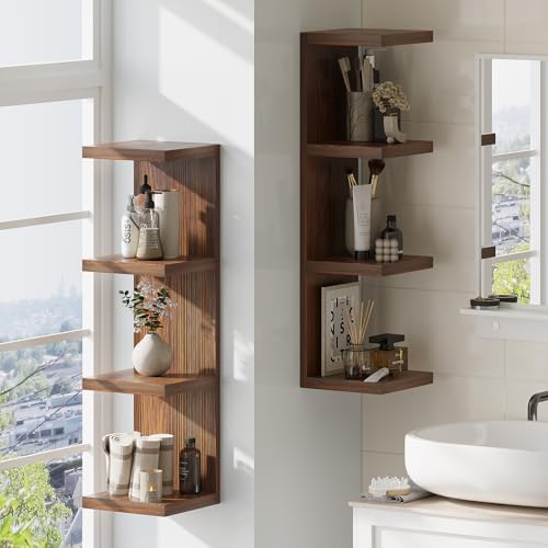 LitaEther Lack Wall Shelf,Display Floating Shelf (Solid Wood, 4 Tier) - color: Solid Wood, size: 4 Tier