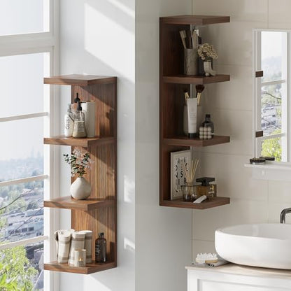 LitaEther Lack Wall Shelf,Display Floating Shelf (Solid Wood, 4 Tier) - color: Solid Wood, size: 4 Tier