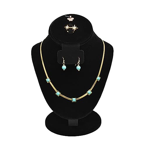 MOOCA 3 Pcs Set Black Velvet Combination Display Jewelry Stand Bust for Necklaces, Earrings, Rings, Jewelry Display For Vendors - color: Black Velvet, 3 pieces
