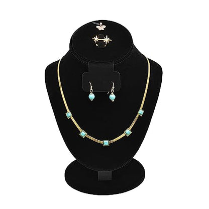 MOOCA 3 Pcs Set Black Velvet Combination Display Jewelry Stand Bust for Necklaces, Earrings, Rings, Jewelry Display For Vendors - color: Black Velvet, 3 pieces