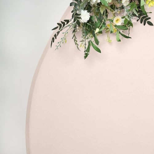 Efavormart 7.5ft Blush Rose Gold Round Spandex Arch Cover, Double Sided Circular Backdrop Slipcover for Bridal Showers and Glamorous Event Styling - color: Rose Gold, size: Round