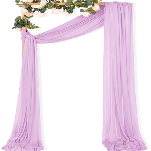 MLMC Lilac Purple Wedding Arch Draping Fabric 1 Panel 29" x 20 FT Extra Long Lavender Gauze Drapes Sheer Backdrop Curtains 6.6 Yards Outdoor Drapery Panels for Wedding Birthday Party Decoration - color: Lilac