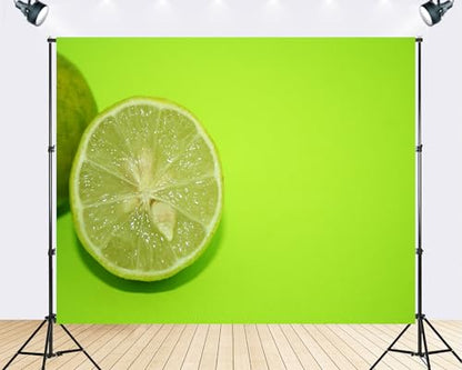 Trykid 12x8ft Fresh Lime Slice Backdrop Green Rind Citrus Fruit Scene Photography Background Food Themed Event Party Decoration Tapestry Photo Booth Prop Fabric - size: 12x8ft