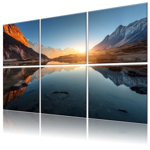 Decorative Acoustic Panels 6 Pack, 72"x48" Large Sound Absorbing Wall Art Panels, Self-Adhesive Sound Proof Foam Panels for Bedroom, Home Theater, Studio, Office - Lack - color: Lake, size: 72 X 48 Inches