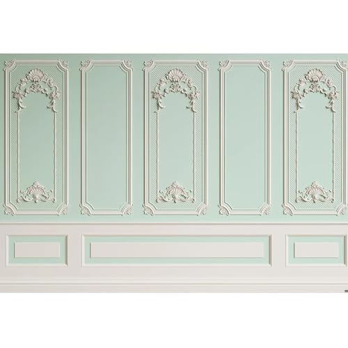 10x6ft Vintage Room Inside Backdrop Light Green European Style Gypsum Pattern Photography Background for Wedding Bridal Shower Artistic Portrait Video Live Studio Props - size: 10x6ft