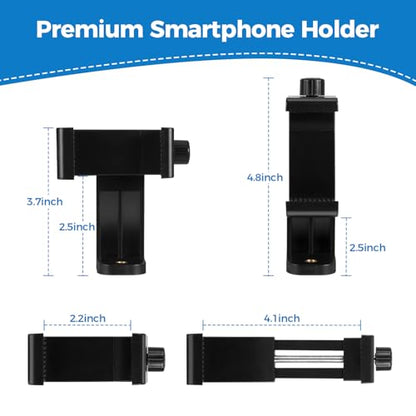 Camera Desk Mount Stand with 1/4" Ball Head and Phone Holder Clip, Desktop Light Stand, 14"-23.6" Adjustable Light Stand, for DSLR Camera,Ring Light,Webcam,Phone