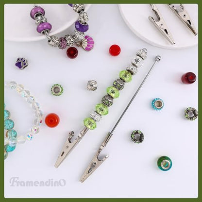 Framendino, 6 Pack Beaded Alligator Clips Long Tailed Clamp Photo Clip Holder Card for Garden Office Crafts