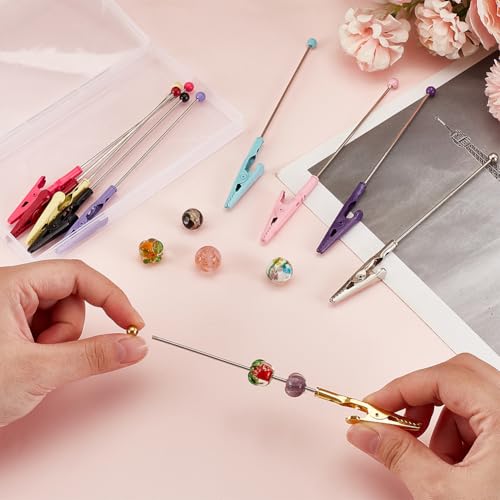 arricraft 10 Pcs 10 Colors Metal Wire Alligator Clamp, Long-Tailed Alligator Iron Clip Photo Clip Holder Clasp Place Card Holder for DIY Note Picture Menu Memo Cake Decor Crafts 5.3inch/135mm