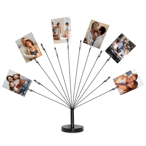 Photo Tree Holder with Metal Base,12 Clips Flexible & Durable Branches Money Trees Gift Card Holder with Clips,Picture Trees to Hold Photos for Christmas Wedding Greeting Birthday Party Gift - color: Black