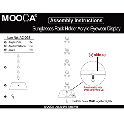 MOOCA 2 Pcs Set Premium Acrylic Sunglass Organizer, Glasses Holder, Sunglass Holder, Glasses Stand, Eye Glass Holder, 5 Frames for Each - color: 5 Frame Stand, 2 pcs