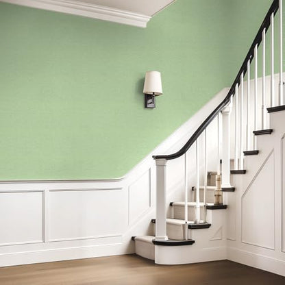 Peel and Stick Grasscloth Wallpaper Texture Green Faux Linen Contact Paper Self Adhesive Removable Vinyl Wall Paper for Bedroom Cabinets Shelf Liners Waterproof Easy Clean 17.3 x 1200 Inch - color: Green, size: 17.3" x 1200"