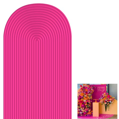 2D Printed Ripples Party Arch Covers Arched Backdrop Cover Stretchy Cover for Party Decoration Round Top Frame Spandex Cover (Deep pink458,5x3ft) - color: Deep pink458, size: 5x3ft