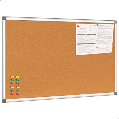 Cork Bulletin Board, Bulletin-Boards, Notes Board, Memo Board, 18 x 24inch, Silver Aluminum Frame - size: 18*24“