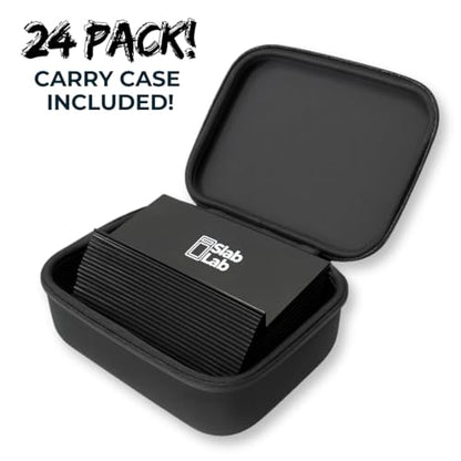 24 Modular Card Risers for Display Cases | Black Acrylic Cardshow Vendor Showcase Stands for Graded Trading Cards and Singles