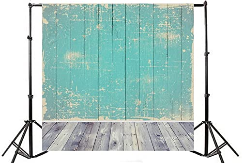 AOFOTO 10x10ft Wood Plank Backdrop Hot Blue Hardwood Wooden Board Floor Panels Photography Background Nostalgia Retro Photo Studio Props Girl Child Boy Kid Infant Portrait Photoshoot Vinyl - size: 10x10ft