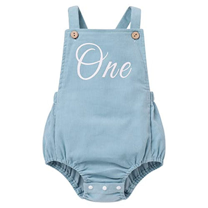 IMEKIS Baby Girls Boys Boho 1st Birthday Outfit Backless Overalls Romper for Cake Smash Photo Shoot - color: Blue One, size: 6-12 Months