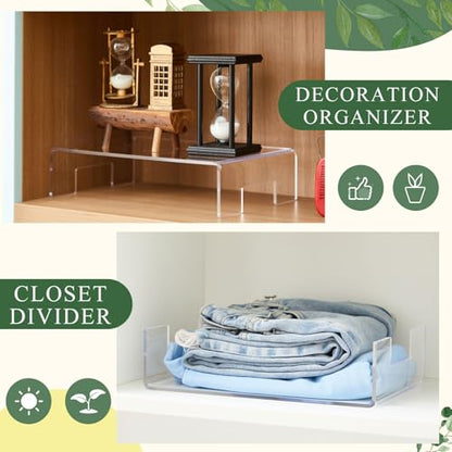 RattanView 2 Pcs 12 x 8 x 3 Inch Large Acrylic Risers Display Stands 5 mm Thick Acrylic Shelf Riser Showcase for Collectibles Jewelry Cupcakes Food Figures Perfume Cabinet (Clear) - color: Clear, size: 12 x 8 x 3 Inch, 5 mm
