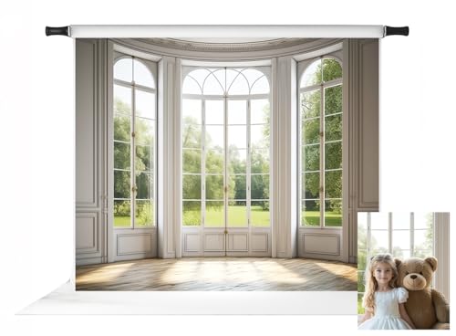 Kate 10x8ft Spring Panel Windows Scenery Backdrop for Photography Indoor White Panel Windows Background Photo Studio Props - size: 10x8ft