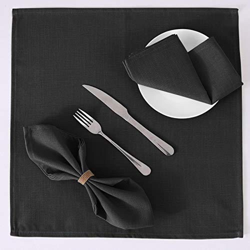 H.VERSAILTEX Cloth Napkins Set of 12 (18" X 18") Linen Textured Dinner Napkins Waterproof Extra Soft Thick Durable Reusable Napkins with Hemmed Edges for Dinners, Weddings and Everyday Use, Black - color: Black, size: 18" x 18" (Square)