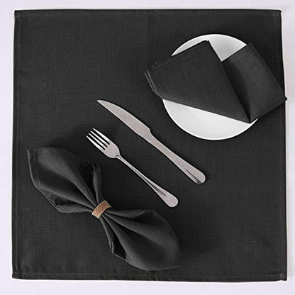 H.VERSAILTEX Cloth Napkins Set of 12 (18" X 18") Linen Textured Dinner Napkins Waterproof Extra Soft Thick Durable Reusable Napkins with Hemmed Edges for Dinners, Weddings and Everyday Use, Black - color: Black, size: 18" x 18" (Square)