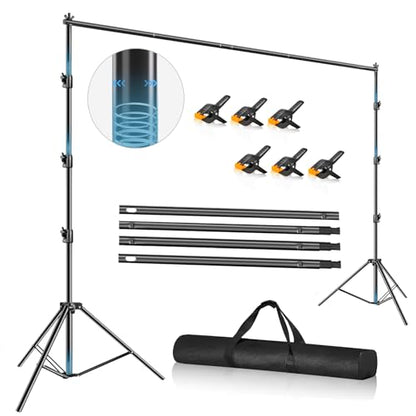12 x 10ft Photo Video Studio Heavy Duty Backdrop Stand, Adjustable Photography Background Support Systemt Kit with Shock-Proof Spring, Carrying Bag, 6 Clamps - size: 10×12ft