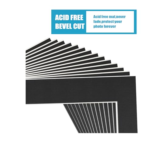 Egofine 11x14 Black Picture Mats Pack of 14, Frame Mattes for 8x10 Pictures, Acid Free, 1.2mm Thickness, with Core Bevel Cut - color: Black-11"x14" for Photos 8"x10" Pack of 14