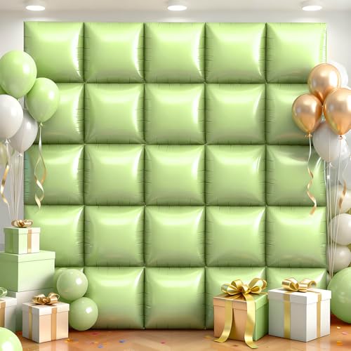 25Pcs Olive Green Square Foil Balloons Wall Backdrop, Double Sided Metallic Foil Balloons Tunnel Arch Garland Kit for Photo Booth Birthday Wedding Graduation Halloween Party Decorations - color: Olive Green, size: 25PCS