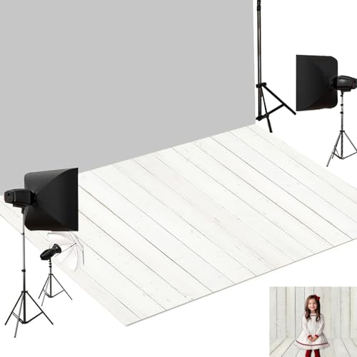 Kate Bright White Wood Rubber Photography Floor Mat, Non-Slip Matte Studio Floor Backdrop, Foldable White Wood Mat Newborn Photography Drops Photo Studio Props 5x4ft - color: Beige, size: 5x4ft