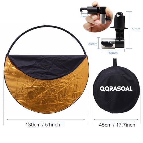 Light Reflectors for Photography 51inch/130cm 5 in 1 Large Photography Reflector Collapsible Multi Disc with Clip for Studio Photography Lighting Reflector and Outdoor Lighting - size: Open Size:130cm/51inch