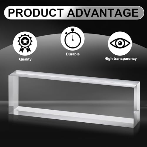 Yousoontic 2 Pcs Clear Acrylic Blocks for Display Blank Name Plate Block Cube Display Stand for Wedding Props Photography Scrapbooking Crafts (2.5 x 8 x 1.125 Inch) - size: 2.5 X 8 X 1.125 Inch