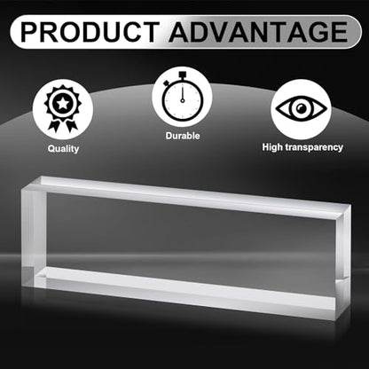 Yousoontic 2 Pcs Clear Acrylic Blocks for Display Blank Name Plate Block Cube Display Stand for Wedding Props Photography Scrapbooking Crafts (2.5 x 8 x 1.125 Inch) - size: 2.5 X 8 X 1.125 Inch
