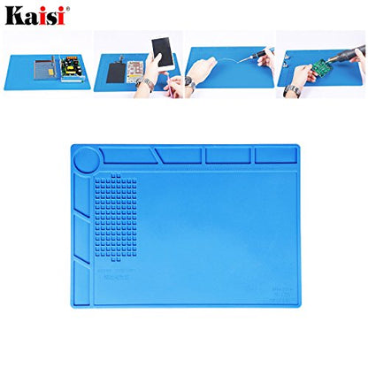 Kaisi Heat Insulation Silicone Repair Mat with Scale Ruler and Screw Position for Soldering Iron, Phone and Computer Repair Size: 13.7 x 9.8 Inches