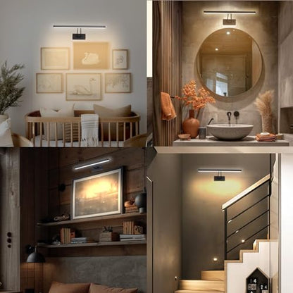Picture Light, 13.5" Art Light, Black Picture Light Battery Operated,3CCT,Wireless Picture Lights with Remote, Light Over Picture Frame for Wall Painting(Black) - color: Matt Black, size: 13.5inches