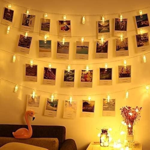 50 LED Photo Clip Fairy Lights LED Twinkle Lights Starry Lights for Home Bedroom Halloween Thanksgiving Christmas Party Wedding Decor - Warm White - color: Warm White, size: 50