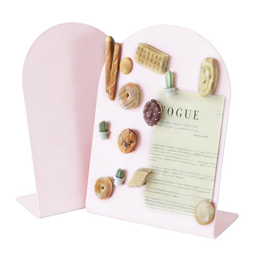 2 Pack Desk Magnetic Bulletin Board Metal Tabletop Memo Souvenir/Photos Display Board Magnet Display Stand for Home School Kitchen Office (2, Pink, ARC) - color: Pink, size: ARC