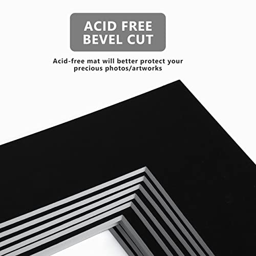 Somime 10 Pack Picture Mats 16x20 for 11x14 Photos, Acid Free Black 16x20 Precut Mat, White Core Bevel Cut Frame Matte, Ideal for Frames, Pictures - size: black 10pc precut 16x20